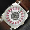 HAND-WINDING SWISS MENS VINTAGE POKER FACE REFURBISHED WHITE WATCH A700901-5 R205a-a700901
