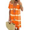 Walmart summer V-neck striped print tie-dye short-sleeved dress for women's European and American style