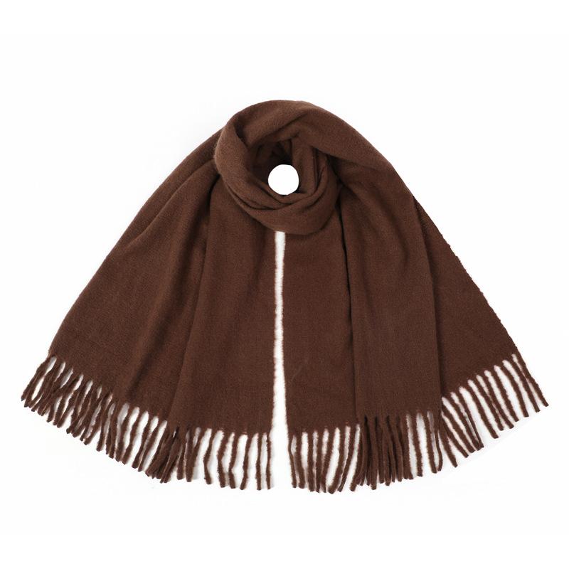 Women Simple Solid Knitted Scarf Headscarf Elegant Lady Casual Tassel Warm Scarve Mujer Foulard Big Wrap Shawl Winter New