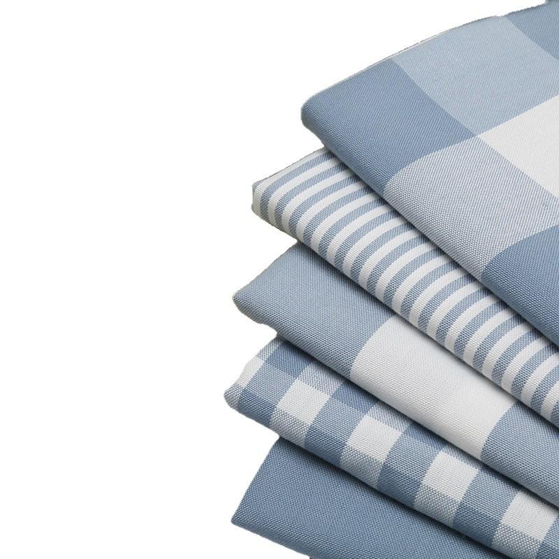Plaid Cotton Linen Tablecloth and Cushion Fabric Set