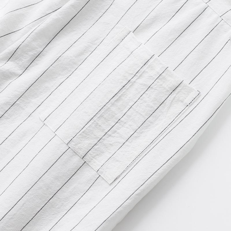 Fashion Mens Straight Trousers 2025 Summer Daily Leisure Breathable Loose Stripe Print Pants For Men Outdoor Vintage Linen Pants