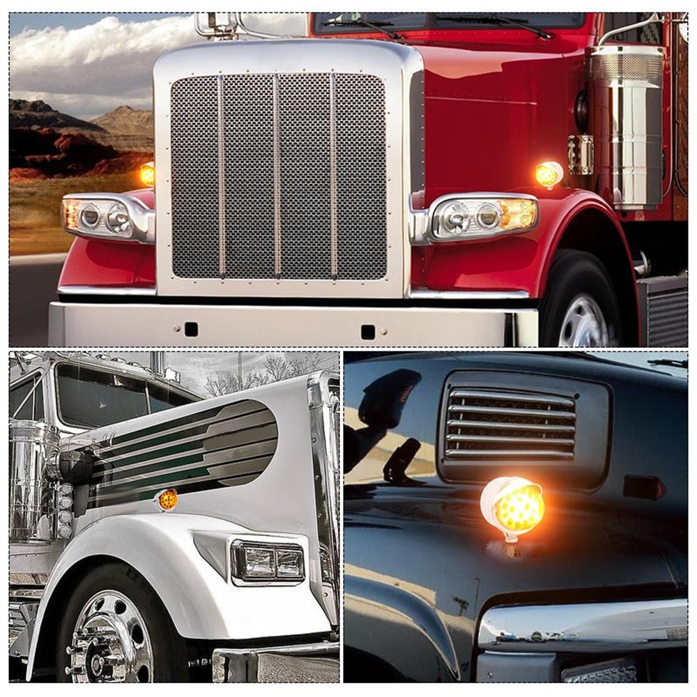2X Amber LED Single Face Semi Truck Fender Side Marker Light Turn Signal DRL 12V