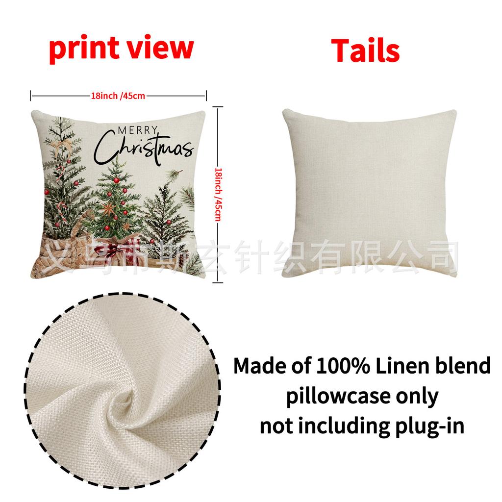 Christmas Tree Pillow Cover Living Room Bedroom Cushion Cover Autumn and Winter Festival Home Decoration Sofa Cushion Cover