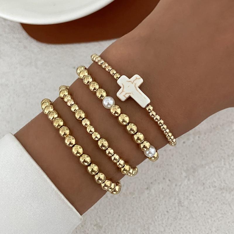 1Set Fashion Bracelets For Women New Vintage Irregular Beads Imitation Pearl Chain Jewelry Gift