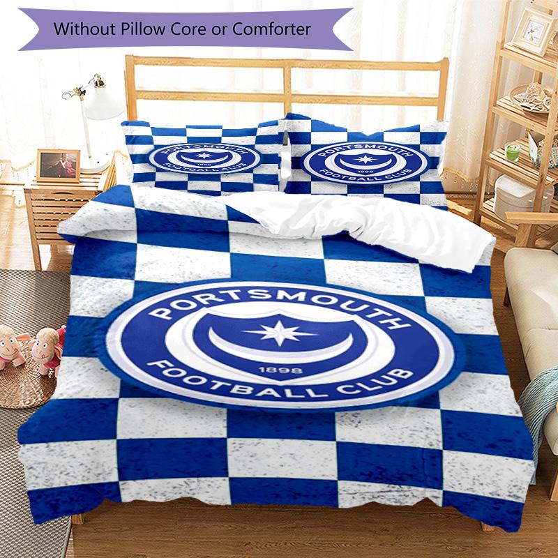 Ports-mouth Fc Anniversary Printed Pattern Duvet Cover Set – includes 1 duvet cover and 2 matching pillowcases Bedroom decor Christmas gifts