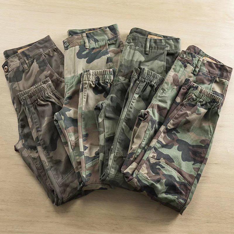 Men's Retro Camouflage Cargo Joggers - Loose Military Casual Pants for Streetwear and Workwear