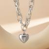 Punk Love Heart Pendant Necklaces Fashion Hip Hop Double Layered Gold Silver Color Thick Chain Choker Necklace Party Jewelry