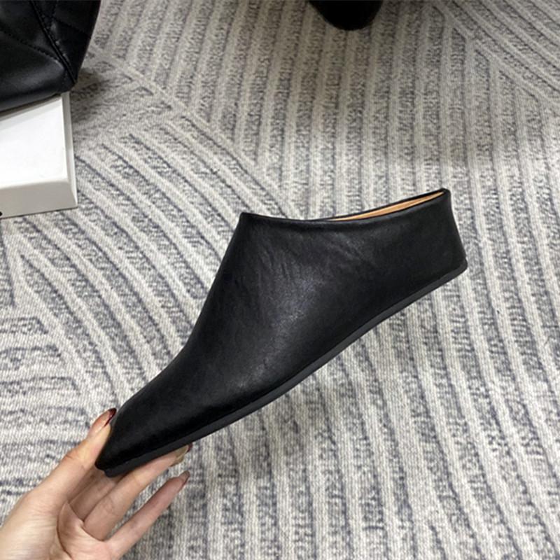 Fashion Elegant Soft Leather Mules Slippers Women Square Toe Inner Height Wedge Slide Sandals Summer Cozy Beach Designer Shoes for Women