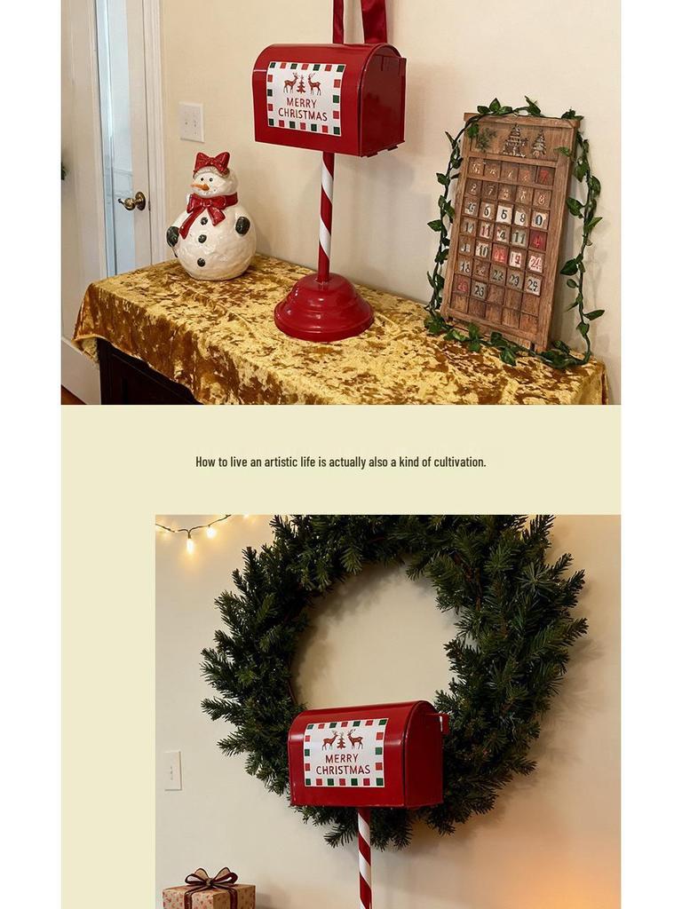 Iron Art Christmas Mailbox Ornament - Festive Indoor Decoration and Gift Stand