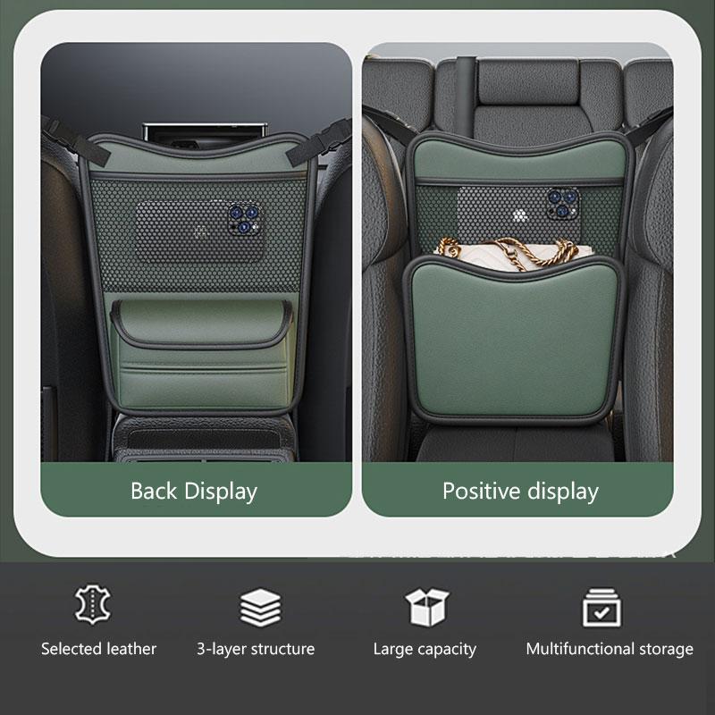 Quality Leather Car Organizer Seatback Storage Bag Cup Holder/Double Side Multi-pocket Auto Middle Seat Hanging Bag Tissue