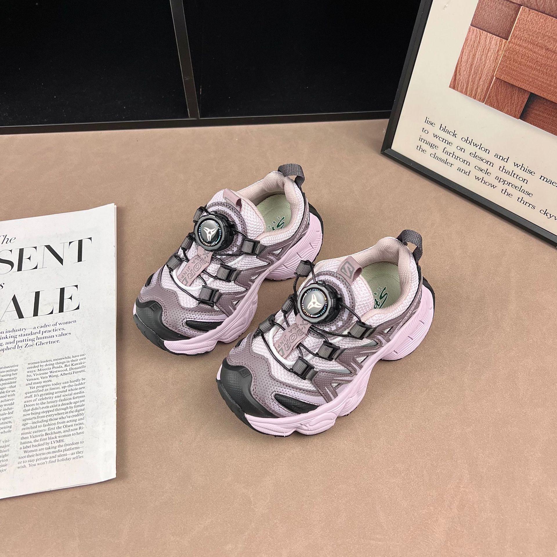 Kids  Lightweight Non-slip Dad Sneakers - 2026 Spring/Autumn with Rotating Button, Versatile and Fashionable for Running 30