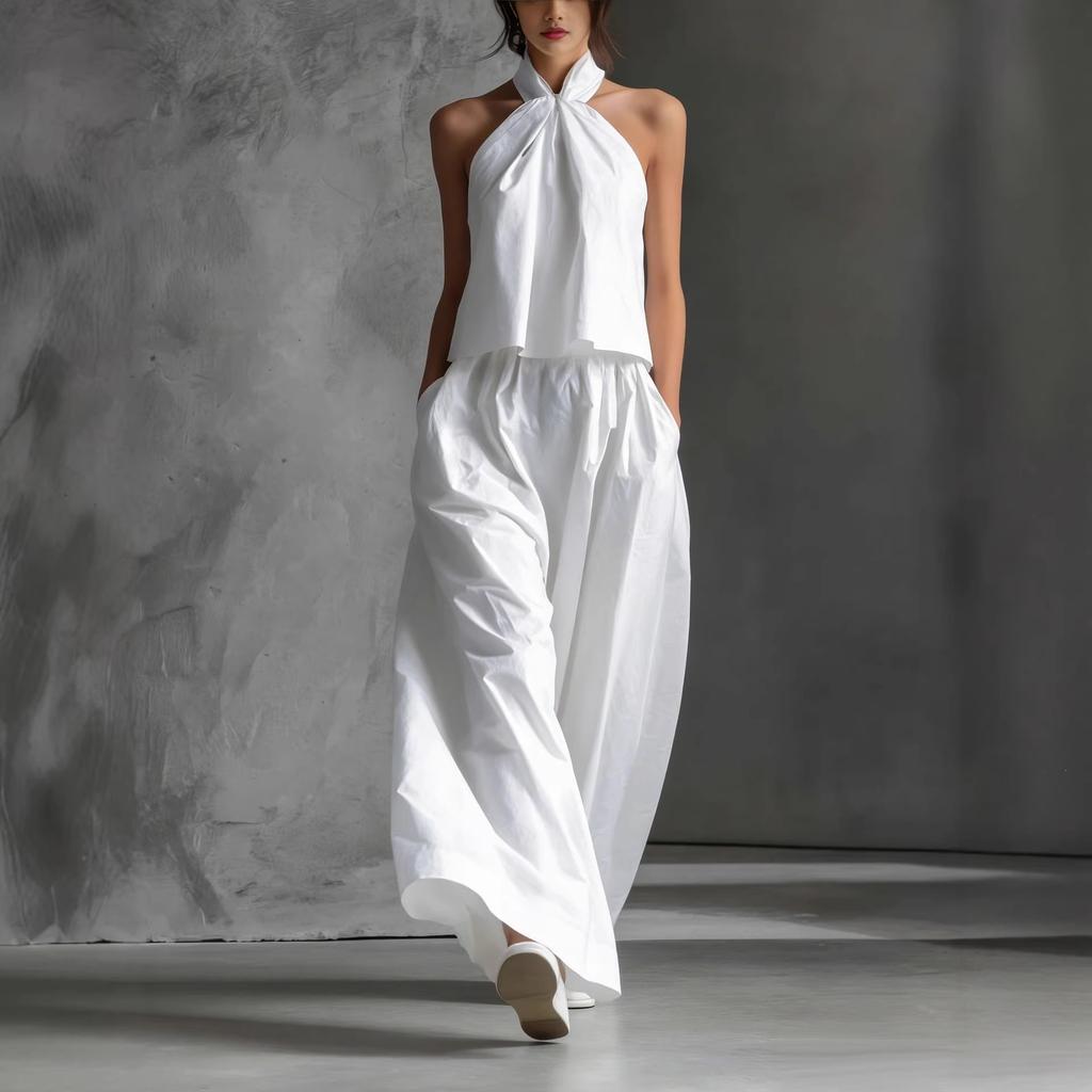 DM033 Cross-border Amazon Foreign Trade 2026 Summer New European and American Women's Clothing Loose Sleeveless Top + Wide-leg Pants