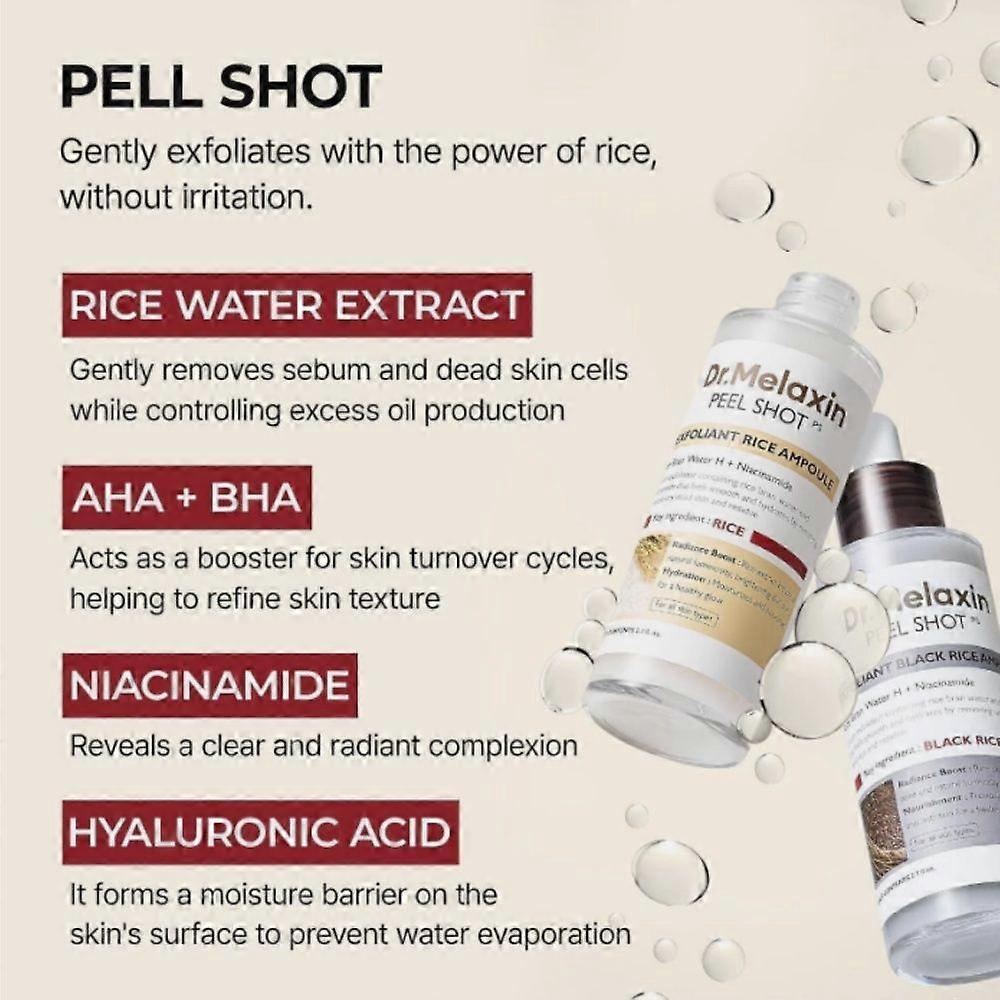 2 Stück Dr.Melaxin PEEL SHOT GLOW Peeling Reis Ampulle (WEISSER REIS/SCHWARZER REIS)
