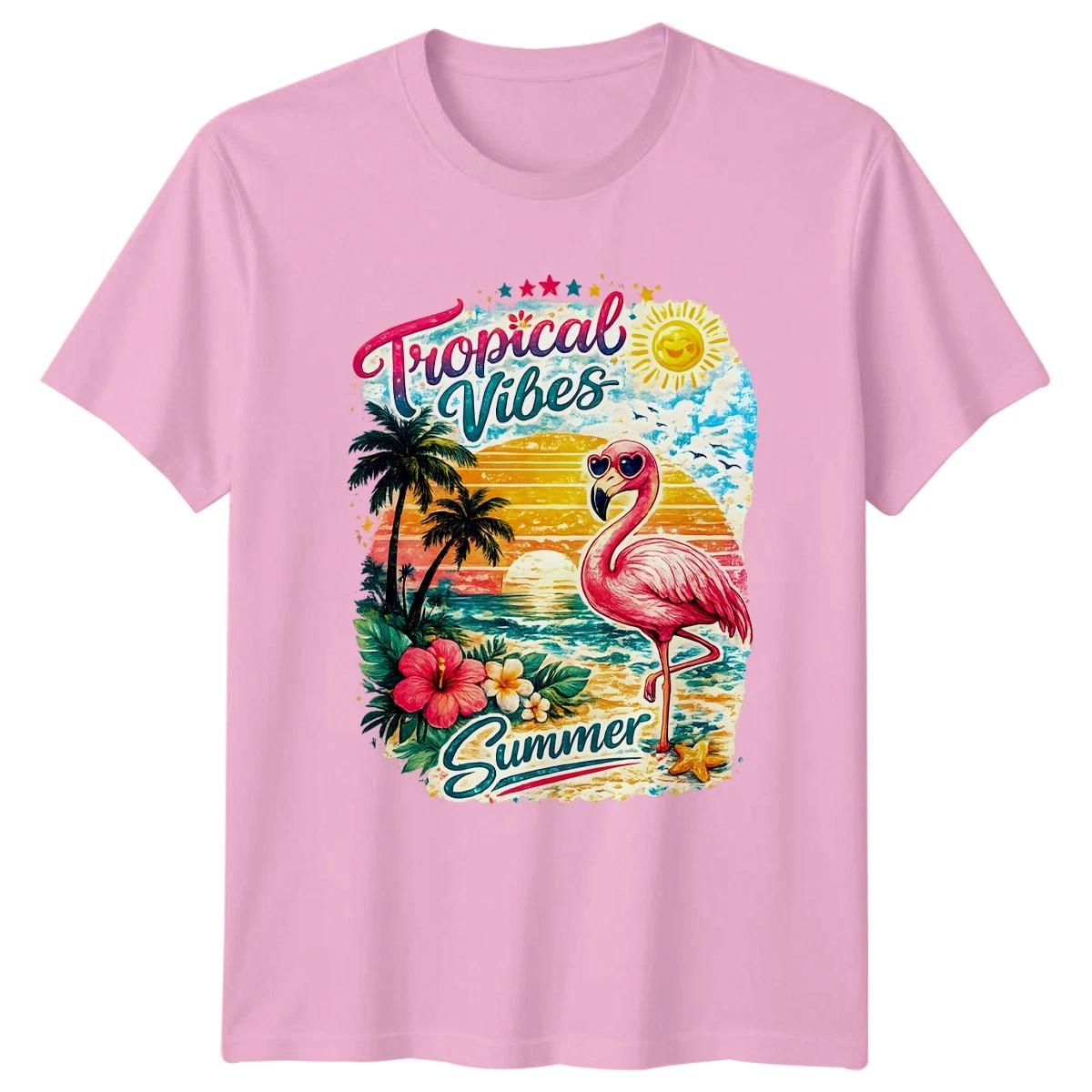 Tropical Vibes Summer Womens T Shirt Flamingo Tropical Holiday Gift For Her 2 L