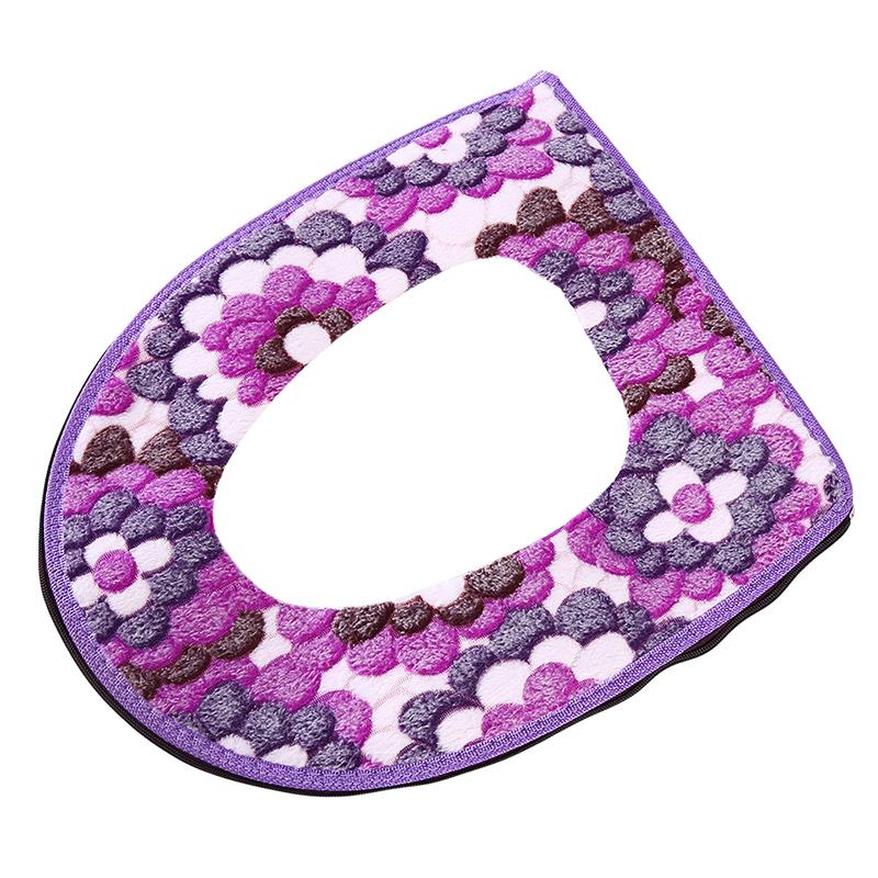 

Soft Coral Velvet Toilet Seat Cover Pad Floral Print Design Bathroom Decor Accessory For Home Bathroom Toilet Protection Dustproof Can Install Remove One Size фіолетовий