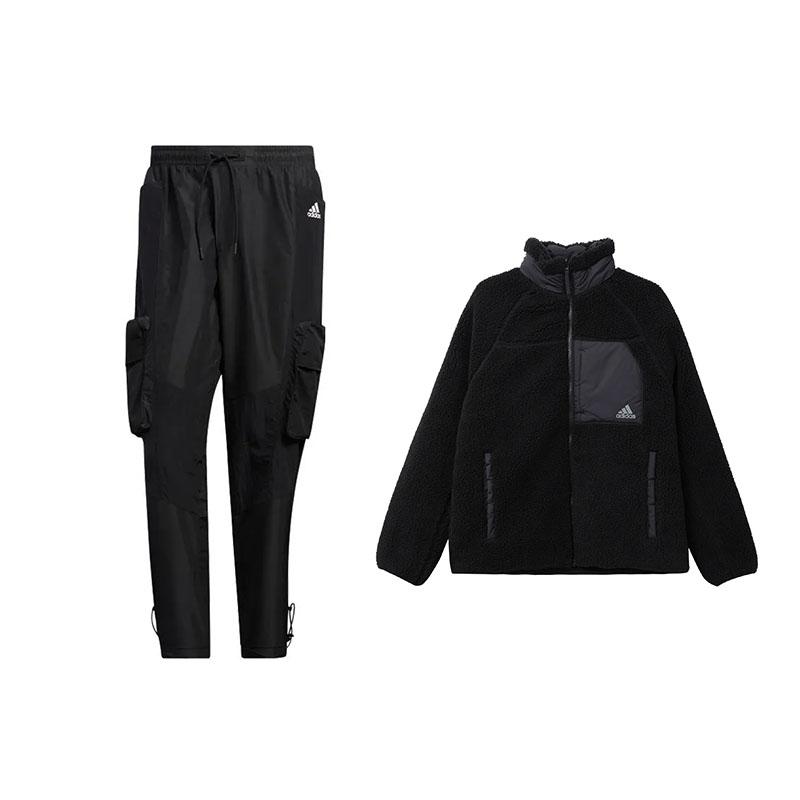 

Adidas Comfortable Zip Collar Long Sleeve Top And Mid Waist Long Pants Sports Set Men Sets Black HN2077+HT0523 M