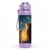 1PC Two Cats Starry Night Art 750ml Color Plastic Sports Water Bottle Leakproof Flip Straw Lid Suitable for Sports Office Home Use