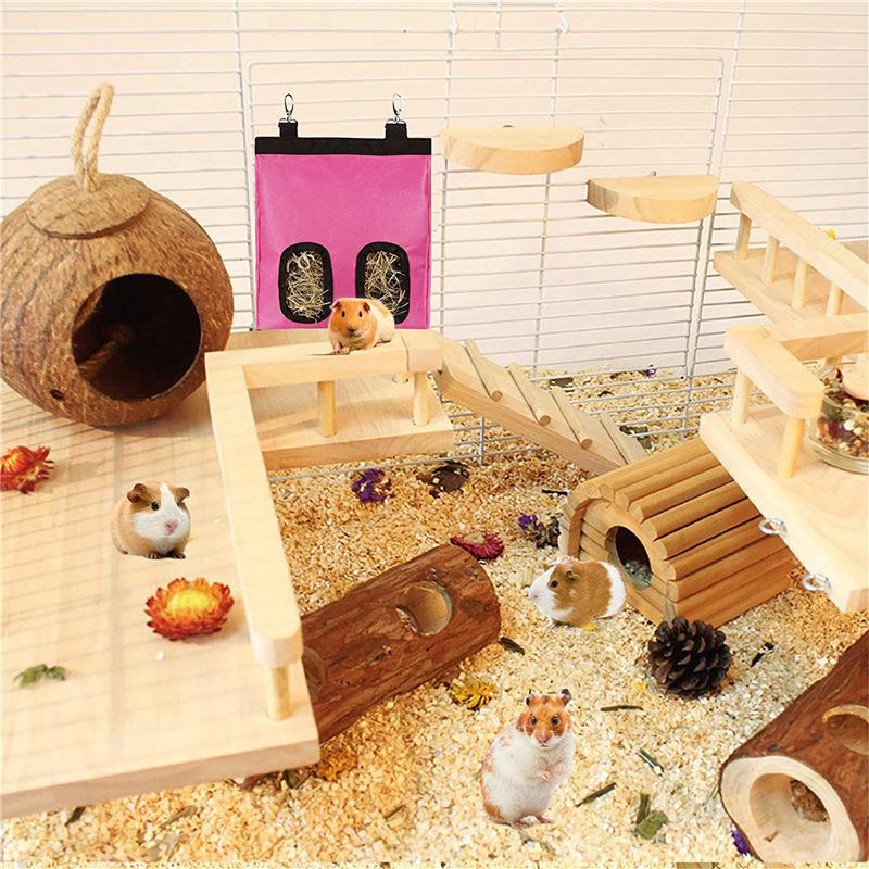Pet Hay Bag for Rabbit, Guinea Pig, Chinchilla - Hanging Feeder Bag