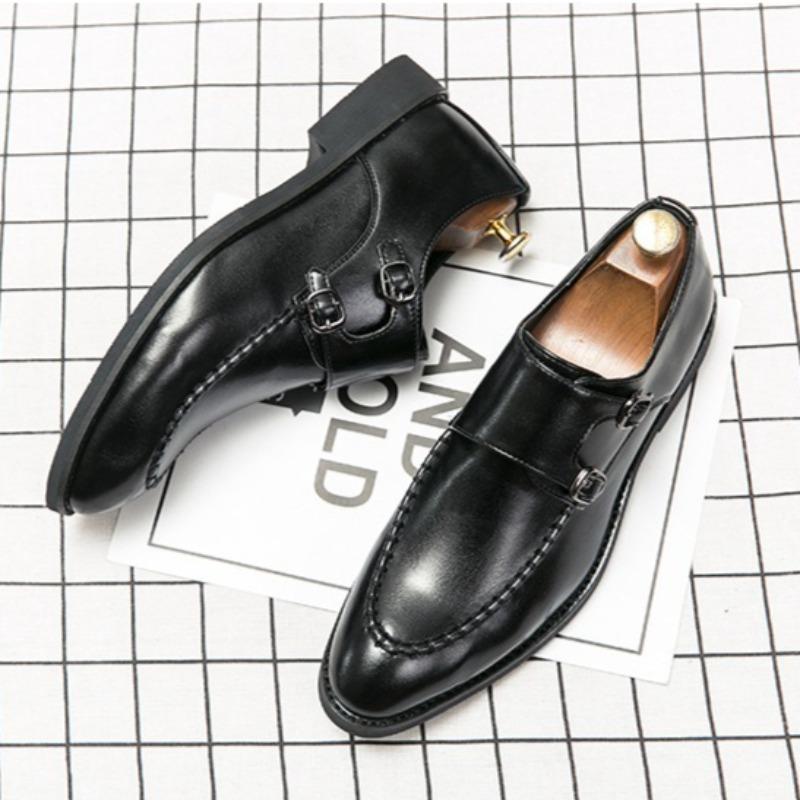 Modne męskie buty wizytowe w stylu brytyjskim, biznesowe, szpiczaste, skórzane, klasyczne, casualowe mokasyny wsuwane do jazdy, męskie buty brogowe