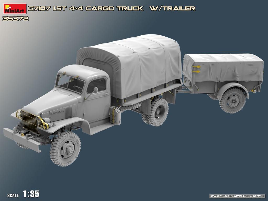 Miniart Scale G7107 Cargo Truck with Trailer Plastic Model Kit MA35372 1/35 Ben-Hur (Military Vehicle)