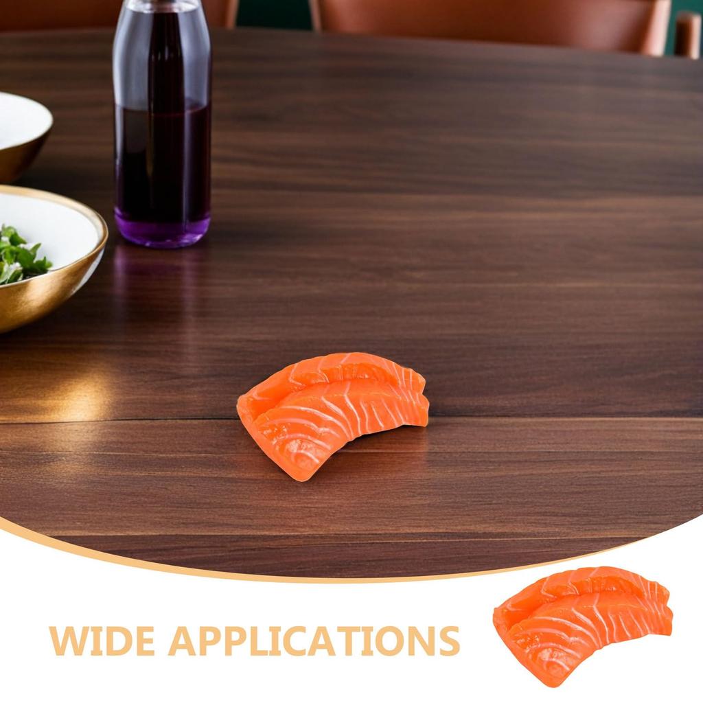 FRCOLOR Set of 3 Imitation Salmon PVC Realistic Sushi Food Model for Food Photography Restaurant Inches Slices, Display, Props, Decoration,