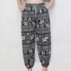 Elephant Jump Pants Pocket Adjustable Elastic High Waistband Strap Unisex Man Women Print Thailand Casual Streetwear Beach Bohemian Retro Vintage