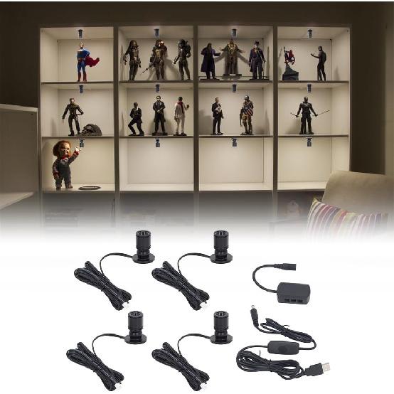 LED Mini Spot Light, Dimmable LED Spots Lights with 6.6 Feet Cable Stepless Dimming Control Switch Jewelry Showcase Display Lighting Fixture 5V USB