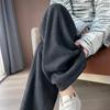 Women's High-Waisted Fleece-Lined Wool Wide-Leg Pants - Winter Slimming Casual Floor-Length.