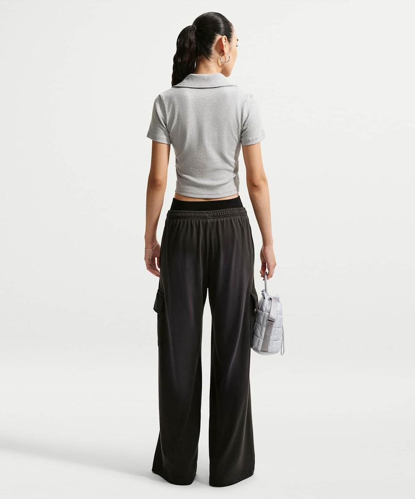 NIKE Sportswear Tight Crop Polo W - Wolf Grey:Heather:White / Io2730-012