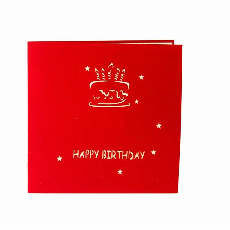 1pcs Birthday Gift Greeting Invitation Cards Cake Card Pop Up 3D Stereoscopic Postcard Handcrafted
