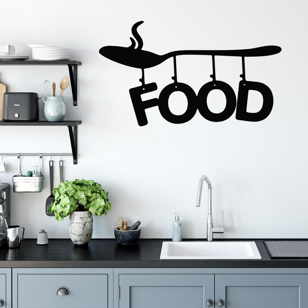 Dx353 Personalisierter Und Kreativer Löffel Hängendes Essen Englischer Wandaufkleber, Dekorativer Wandaufkleber für die Küche, Große Mengen Können Verhandelt Werden