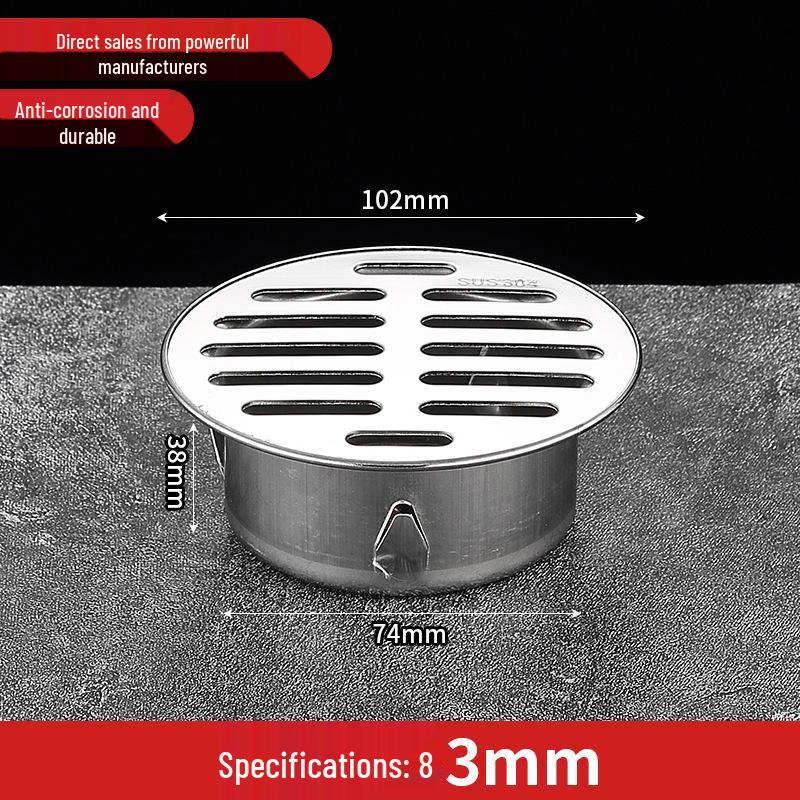 Non-Clogging Stainless Steel Floor Drain with Large Capacity & Direct PVC Insertion for Outdoor Use