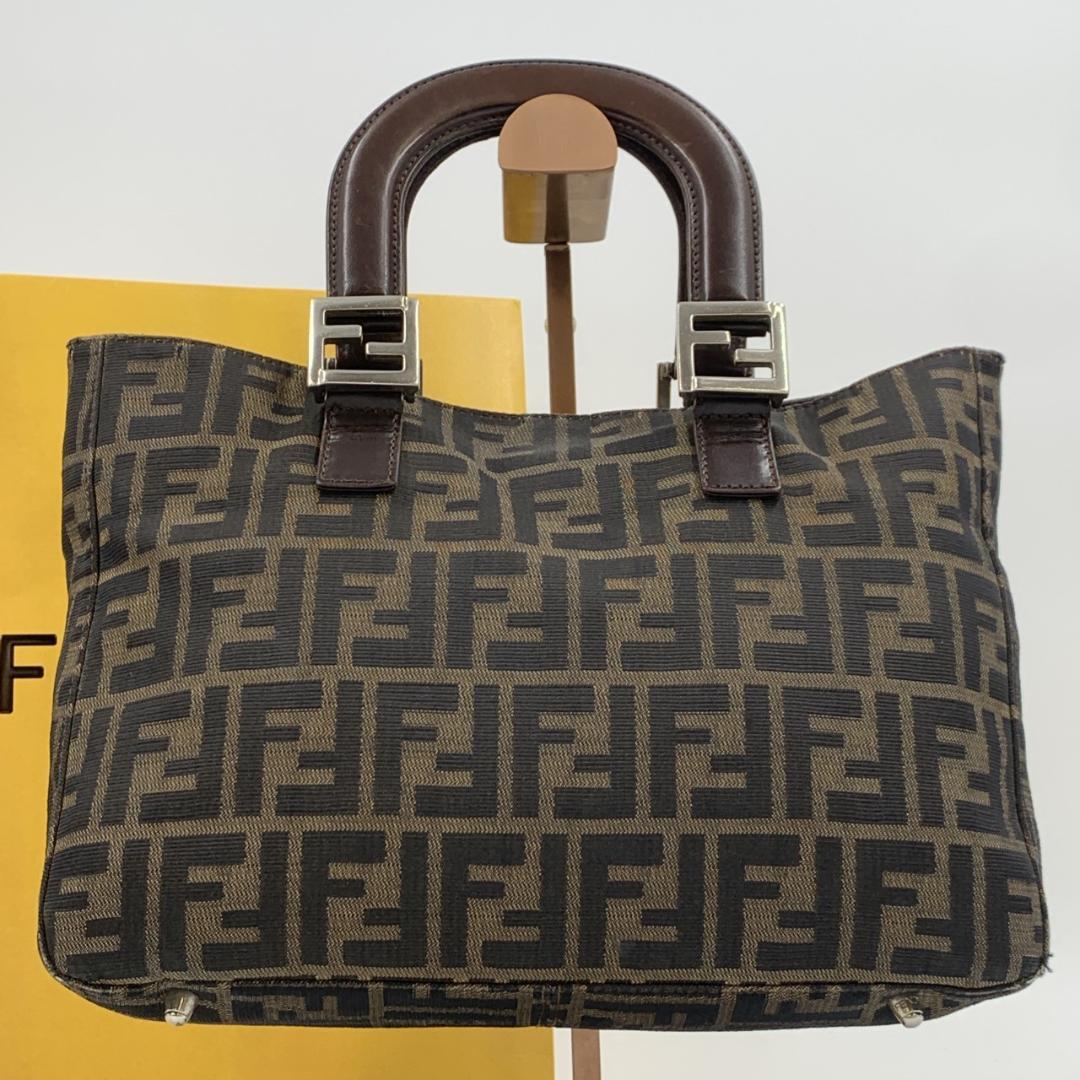 

Fendi Сумка-тоут Zucca FF Фурнітура Полотно Нейлон Натуральна Шкіра Коричнева Оригінал