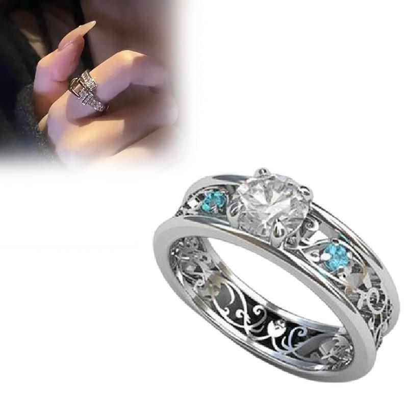 Inlaid Sapphire Rings Women Jewelry Decoration Fashion Gifts Design Elegant