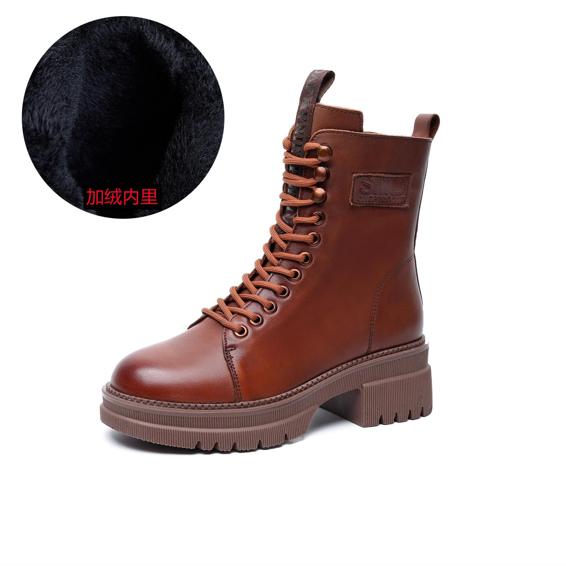 

2025 осень и зима новые ретро британский стиль шнуровка короткие ботинки первый слой коровья кожа ботинки Мартин платформа женские ботинки 40