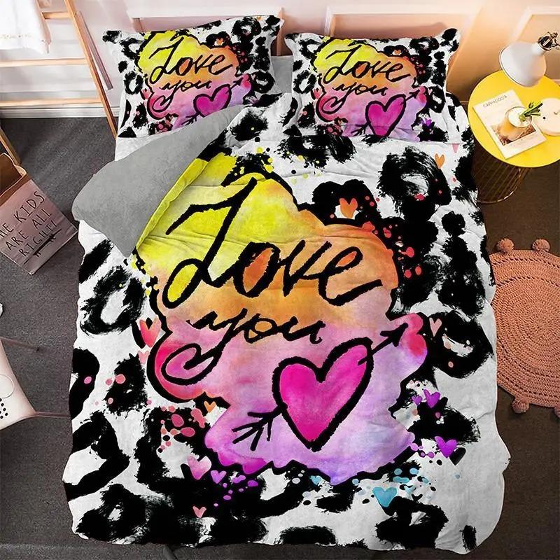 Cartoon Duvet Cover Set King Size Microfiber Cute Color Avatar Print Bedding Set For Kids Teens Soft Kawaii Style Quilt Cover