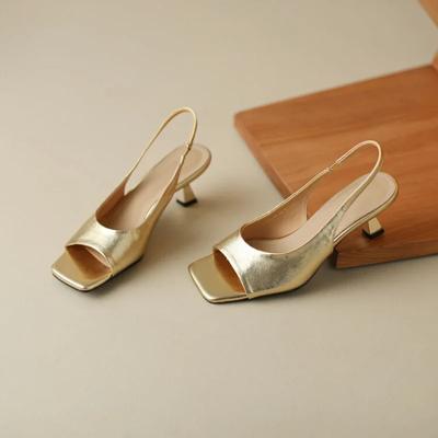 2025 Fashion Women's Shoes Open Toe PU Women's Sandals Summer Elegant Party Sandals Thin Heel Solid Women's High Heel Sandals