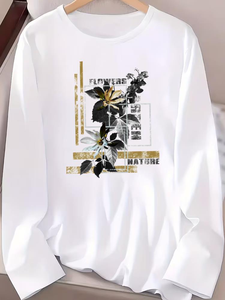 

(Asian Size) watercolor love style Women T Shirt Tee Lady Printed Female Clothing Casual Fashion Top Long Sleeve Graphic T-shirts S