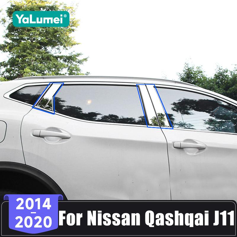 För Nissan Qashqai J11 2014 2015 2016 2017 2018 Rostfritt Stål Bil Dörr Fönster Center Mittpelare B C-stolpe Dekorationslister