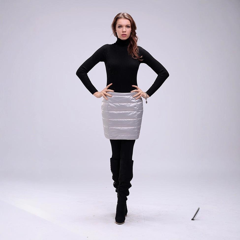 

Autumn Winter Short Down Skirt: Elastic Waist, Sexy Bodycon, Slimming Fit Medium білий/слонова кістка