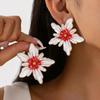 Europe and America Large Drip Oil Flower Stud Earrings for Women Luxury Floral Irregular Personality Earrings Vacation Jewelry