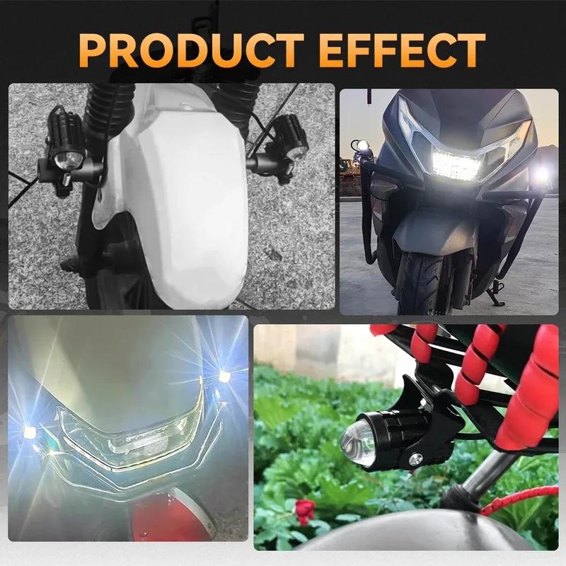 Motorcycle Mini Driving Light Dual Colo for Headlight Auxiliary Spotlight Lamp R ATV Scooter 12V Moto Fog Light Accessories