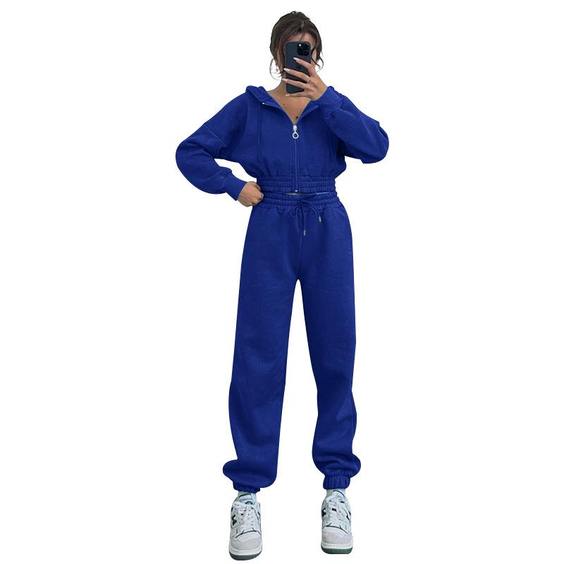 Two Pieces Tracksuits for Women Short Zipper up Hoodies Sweatshirts Coats and Drawstring Waist Sweatpants Casual Sport Clothing