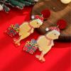 Jewelry Elk Pendant Cat Xmas Earrings Studs Fashion Quicksand Dangle Earrings  New Year