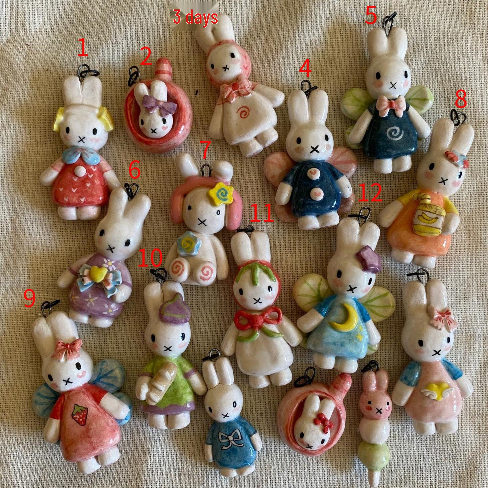 Cross-Border Cute Cartoon Rabbit & Star Pendant with Heart, Strawberry, Butterfly Wings & Bow