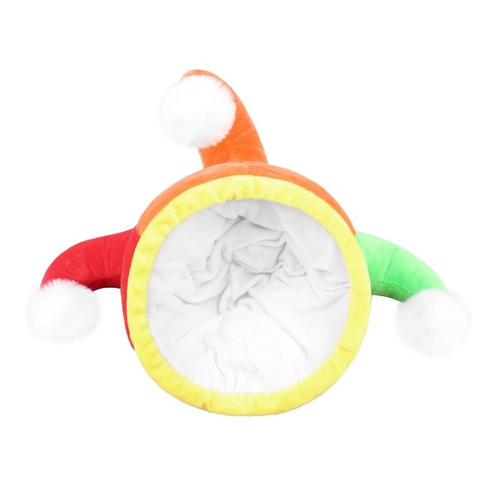 Color Block Clown Hat with White Pom Poms Halloween Party Hat Funny Joker Hat Party