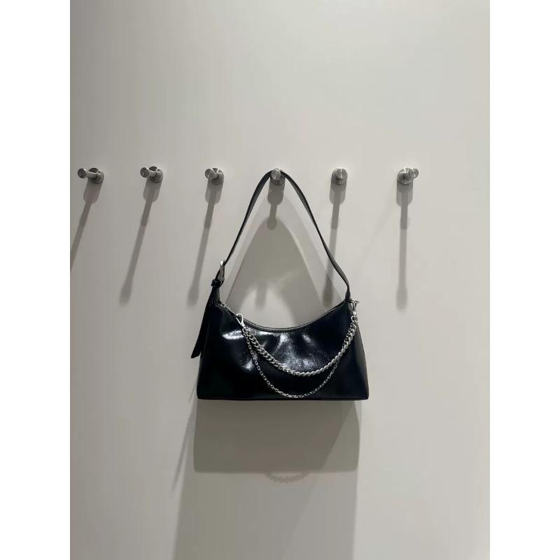 

Модная ручная сумка подмышку, нишевый дизайн, сумка-багет, универсальная текстура, одноплечевая сумка кроссбоди чёрный