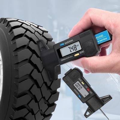 Medidor Digital de Profundidad de la Banda de Rodadura del Neumático Medición Mm/ Pulgada Herramienta Portátil para el Desgaste de Pastillas de Freno de Neumáticos para Coches Camiones Motocicletas Herramienta de Mantenimiento de Vehículos