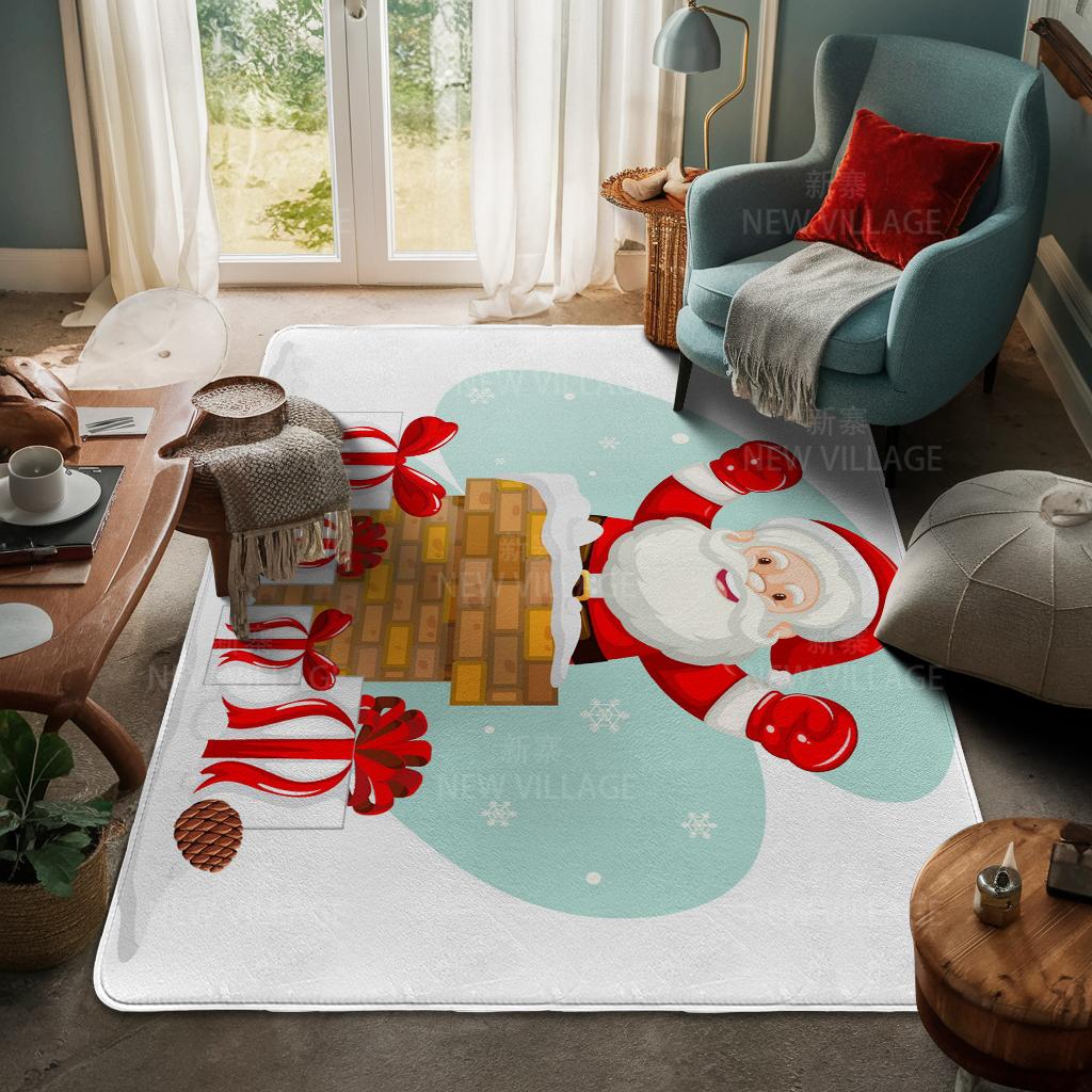 House Entrance Carpet Home Door Mat Living Room Bath Foot Bathroom Non-slip Water Absorption Rugs Bath Merry Christmas Winter