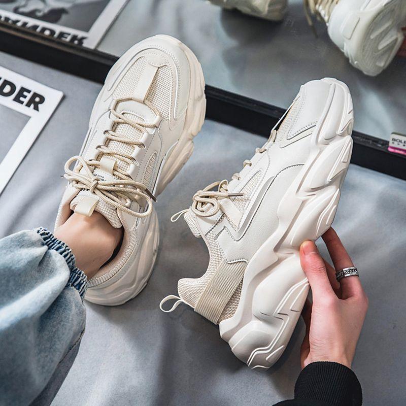 

Summer breathable men s shoes 2025 new trend mesh sports running casual height increase wear-resistant little white dad trendy shoes 44